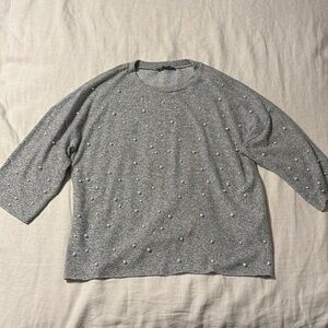 Zara Pearl embellished soft knit sweater